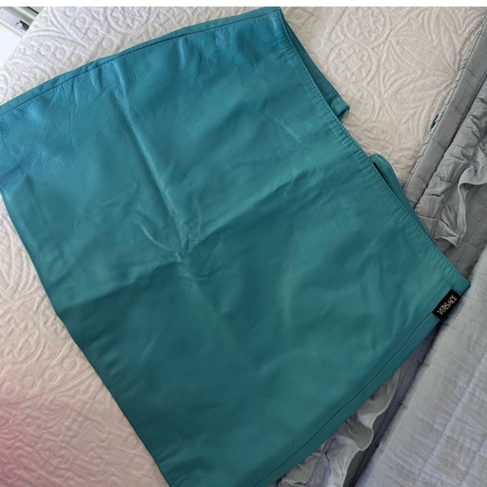 Versace Teal Pencil Skirt